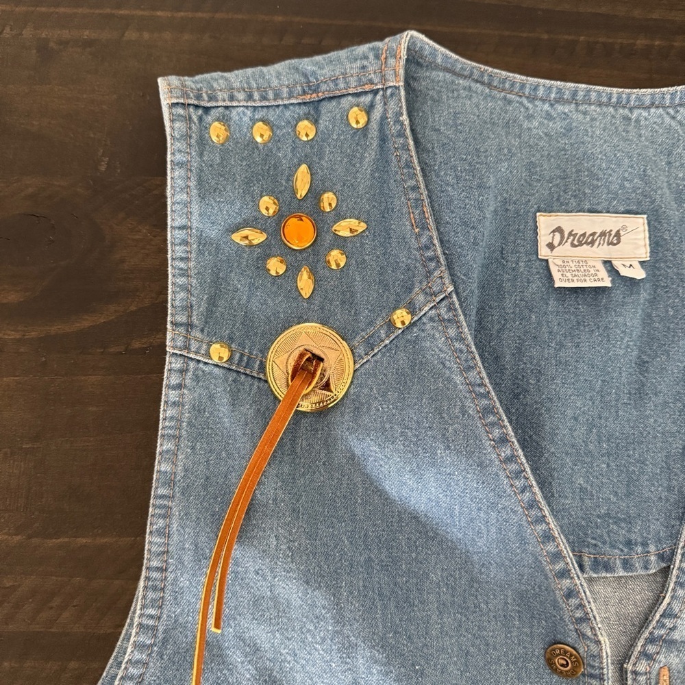 Vintage Western Denim Vest 100% Cotton Festival Wear Excellent Condition Size M - Picture 3 of 8